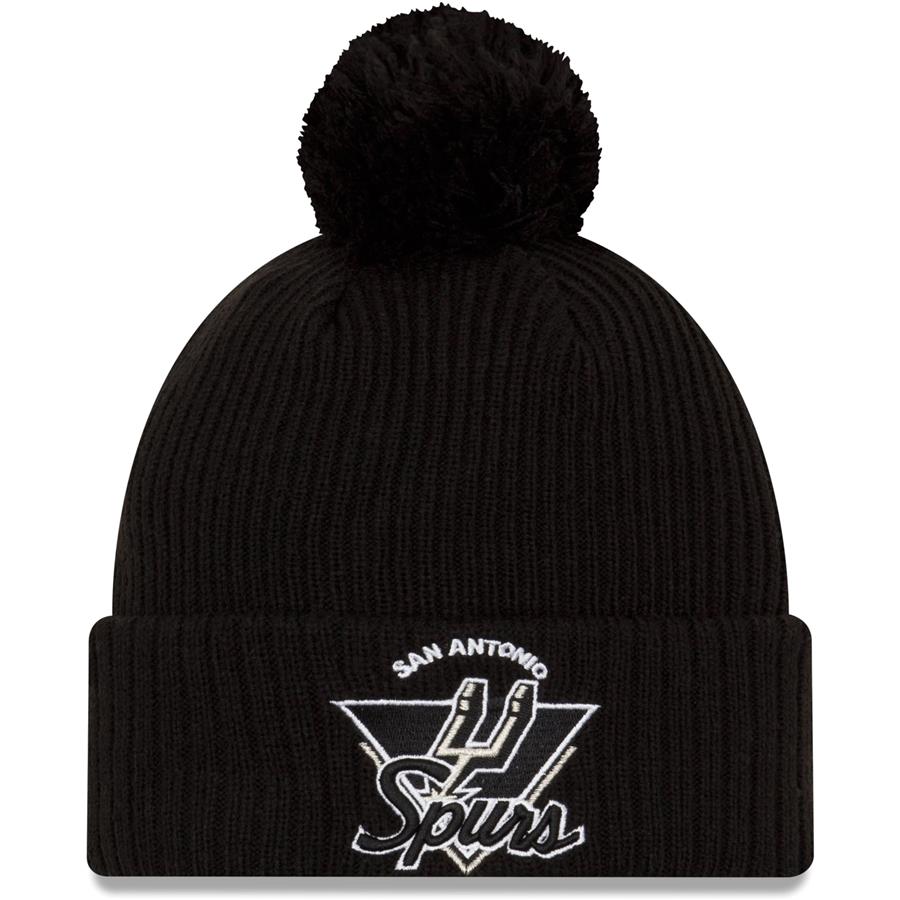 San Antonio Spurs New Era 2021 NBA Tip-Off Team Color Pom Cuffed Knit Hat - Black