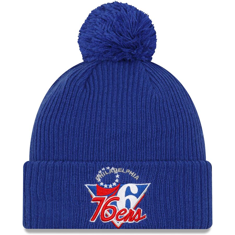 Philadelphia 76ers New Era 2021 NBA Tip-Off Team Color Pom Cuffed Knit Hat - Royal