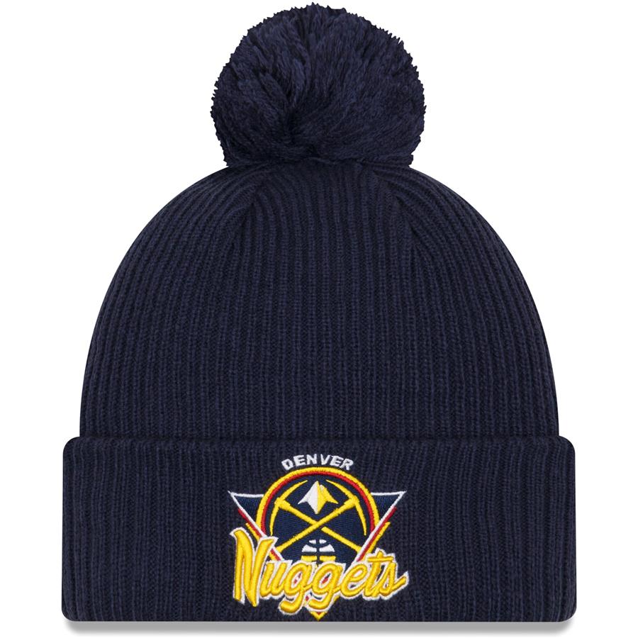 Denver Nuggets New Era 2021 NBA Tip-Off Team Color Pom Cuffed Knit Hat - Navy