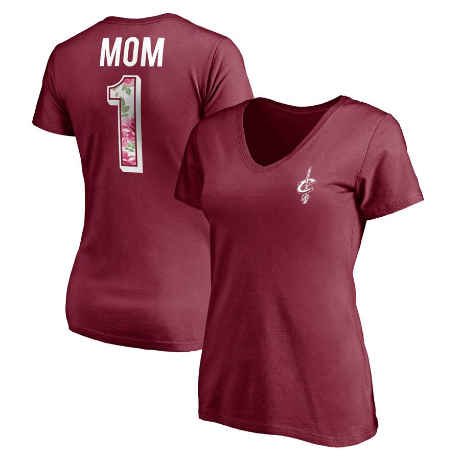 Cleveland Cavaliers Fanatics Branded Women's Mother's Day Logo V-Neck T-Shirt - Garnet