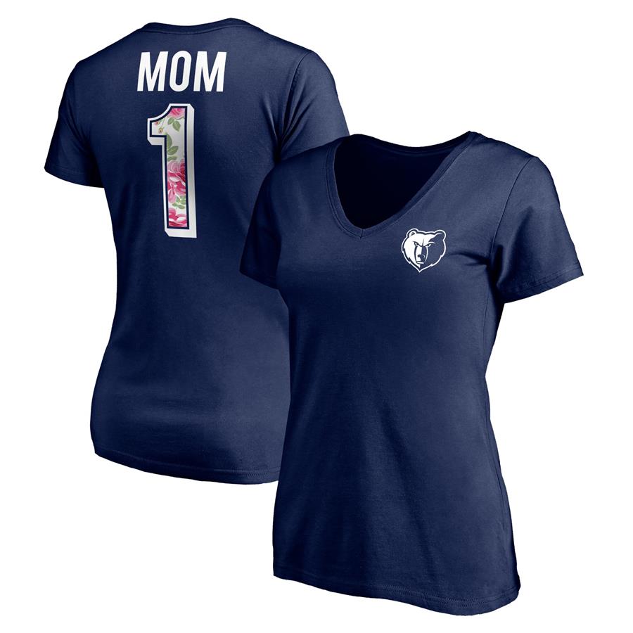 Memphis Grizzlies Fanatics Branded Women's Mother's Day Logo V-Neck T-Shirt - Navy