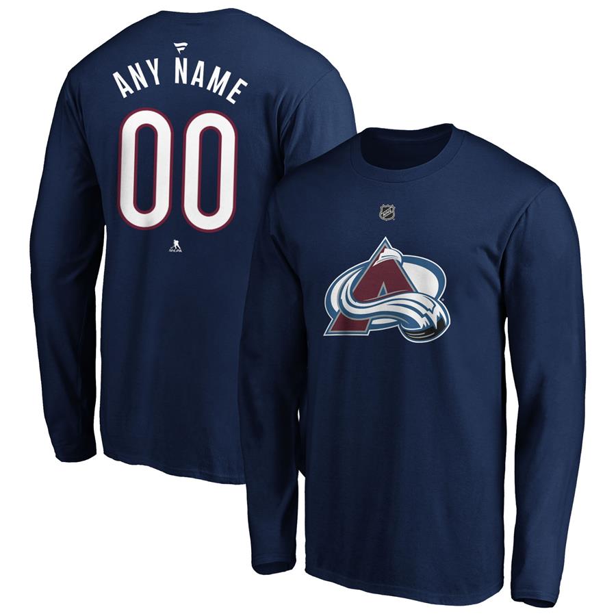 Colorado Avalanche Fanatics Branded Authentic Personalized Long Sleeve T-Shirt - Navy