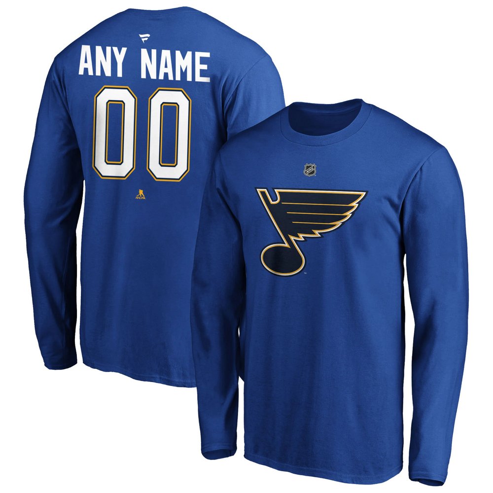 St. Louis Blues Fanatics Branded Authentic Personalized Long Sleeve T-Shirt - Blue