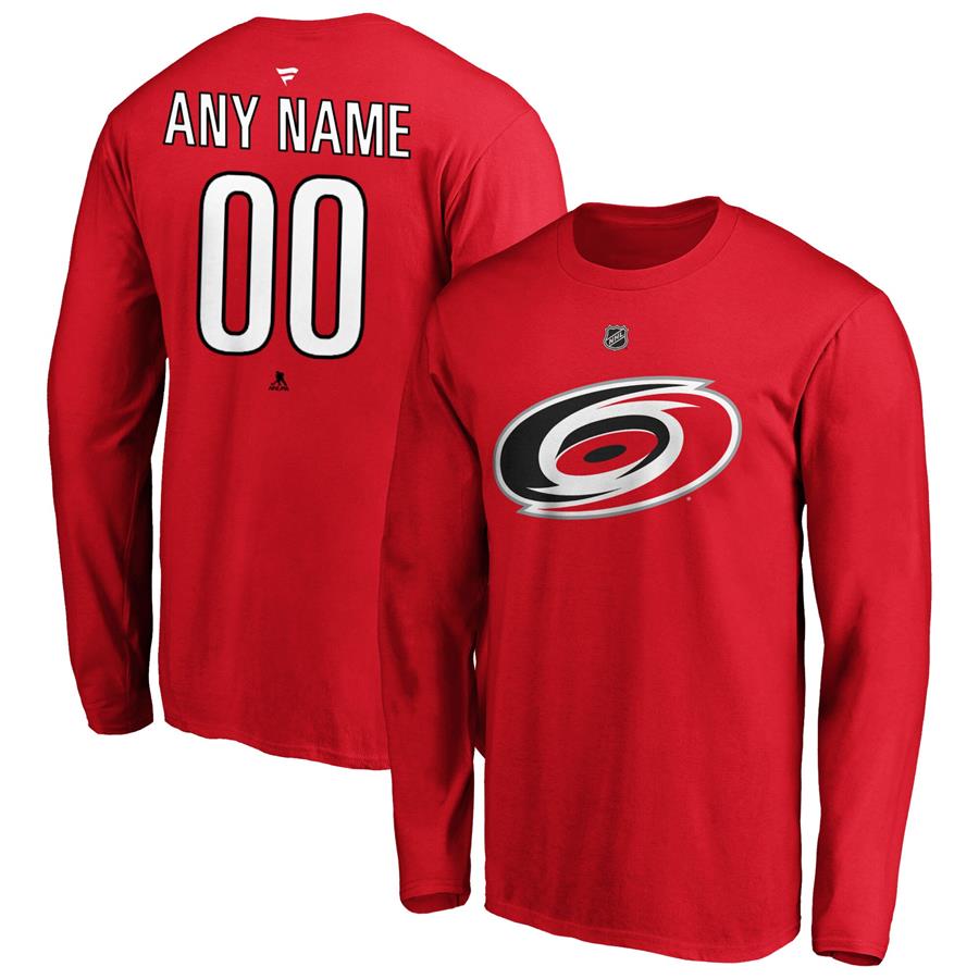 Carolina Hurricanes Fanatics Branded Authentic Personalized Long Sleeve T-Shirt - Red