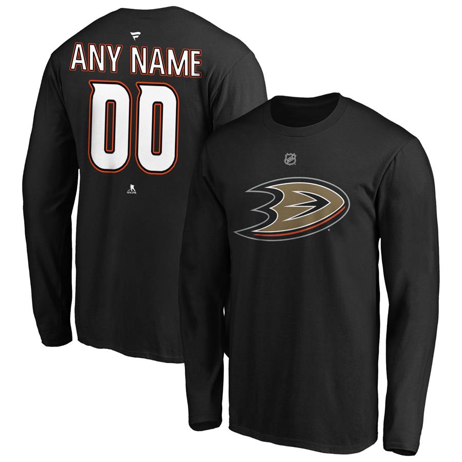 Anaheim Ducks Fanatics Branded Authentic Personalized Long Sleeve T-Shirt - Black