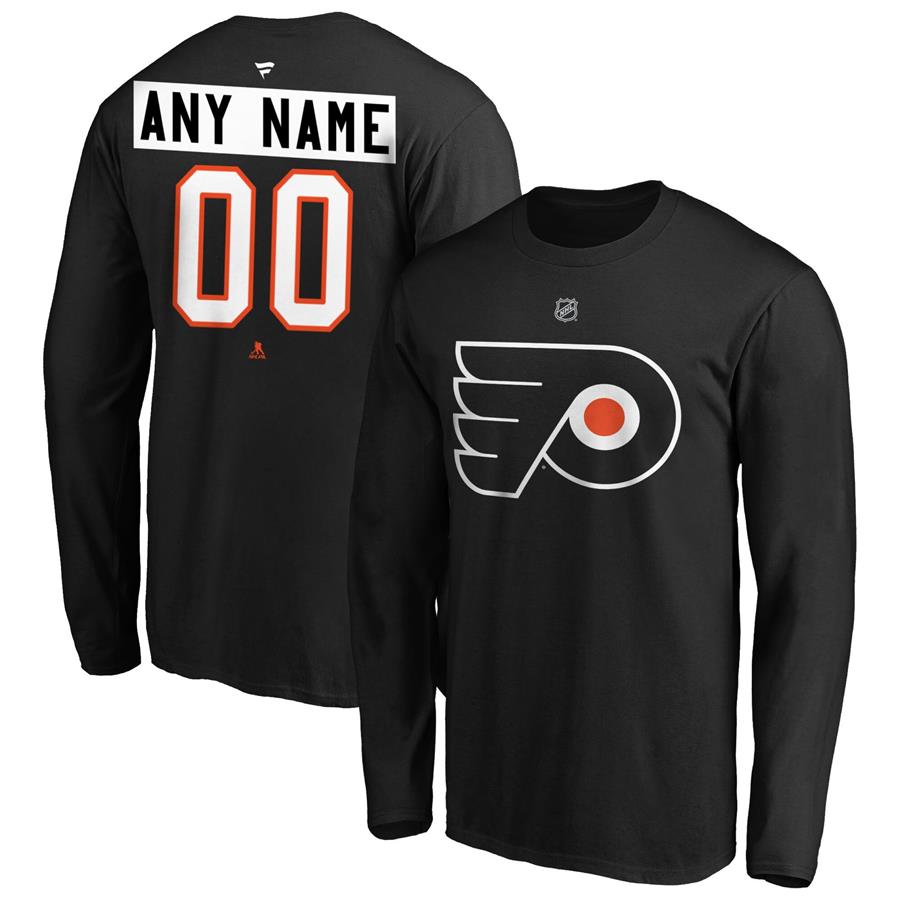 Philadelphia Flyers Fanatics Branded Authentic Personalized Long Sleeve T-Shirt - Black