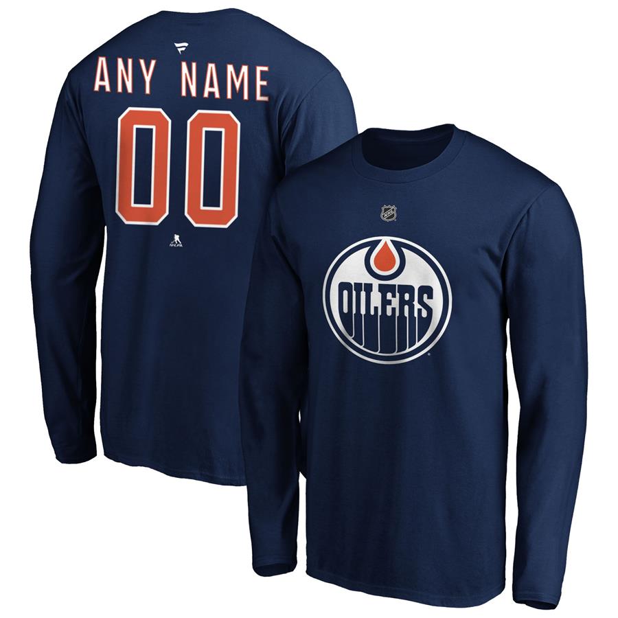 Edmonton Oilers Fanatics Branded Authentic Personalized Long Sleeve T-Shirt - Navy