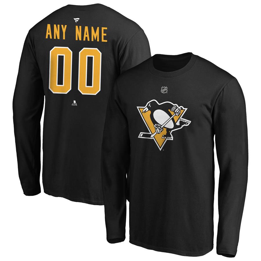Pittsburgh Penguins Fanatics Branded Authentic Personalized Long Sleeve T-Shirt - Black