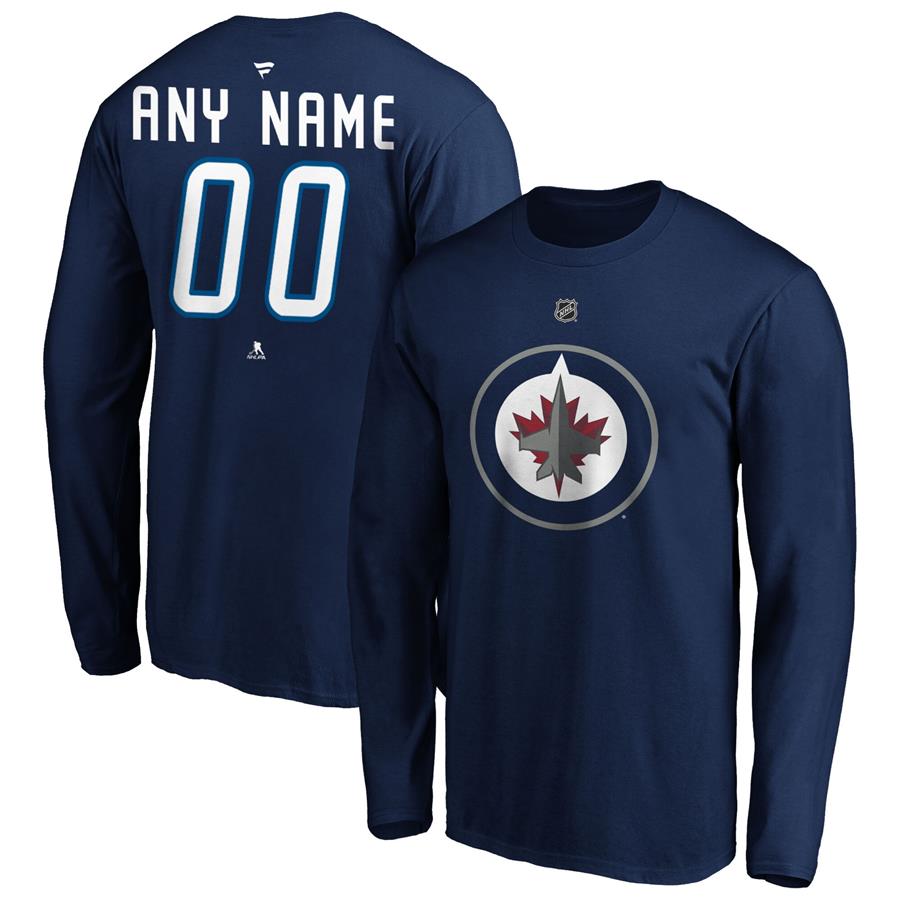 Winnipeg Jets Fanatics Branded Authentic Personalized Long Sleeve T-Shirt - Navy