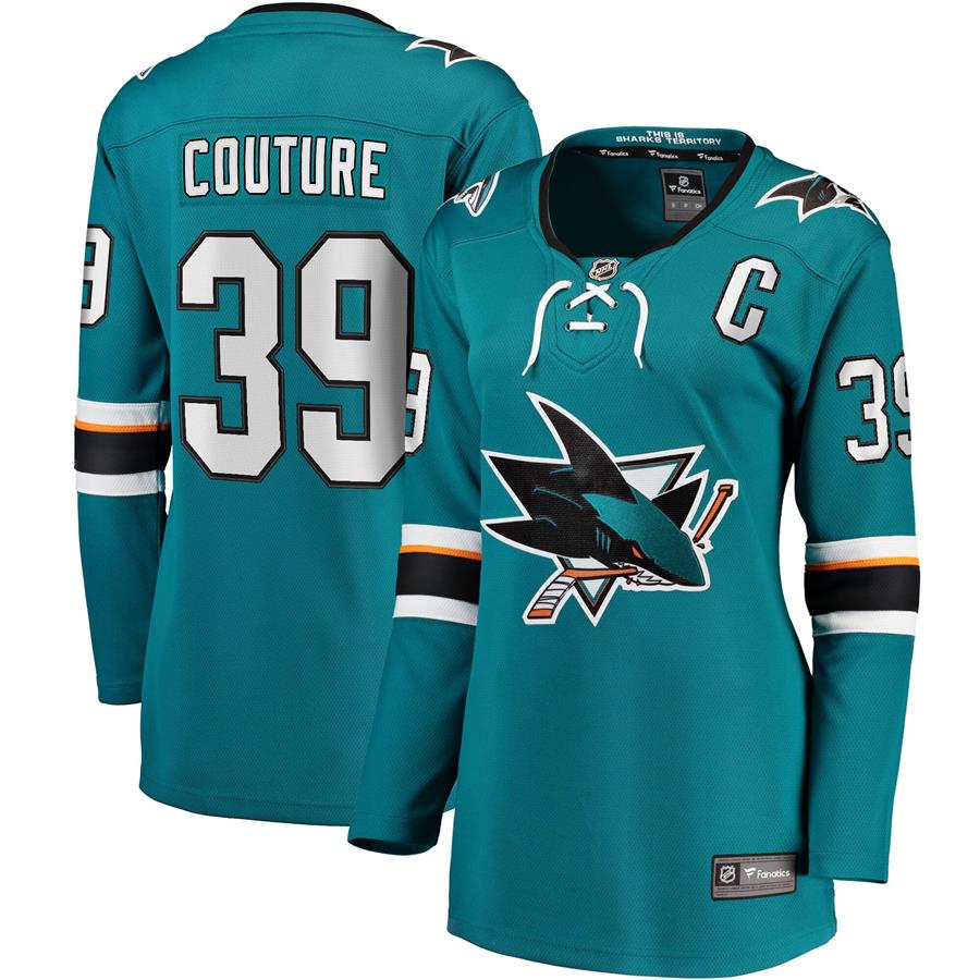 Logan Couture San Jose Sharks Fanatics Branded Women's Home Captain Premier Breakaway Player Jersey - Teal