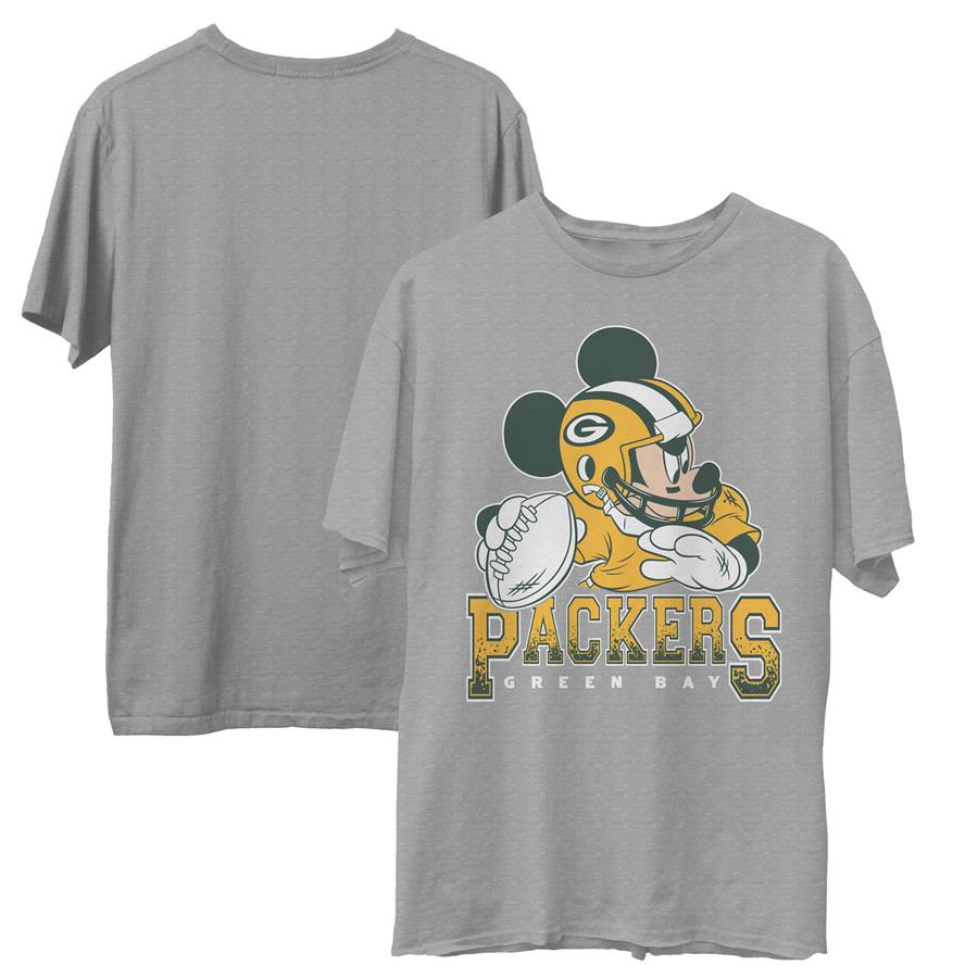 Green Bay Packers Junk Food Disney Mickey QB T-Shirt - Heathered Gray
