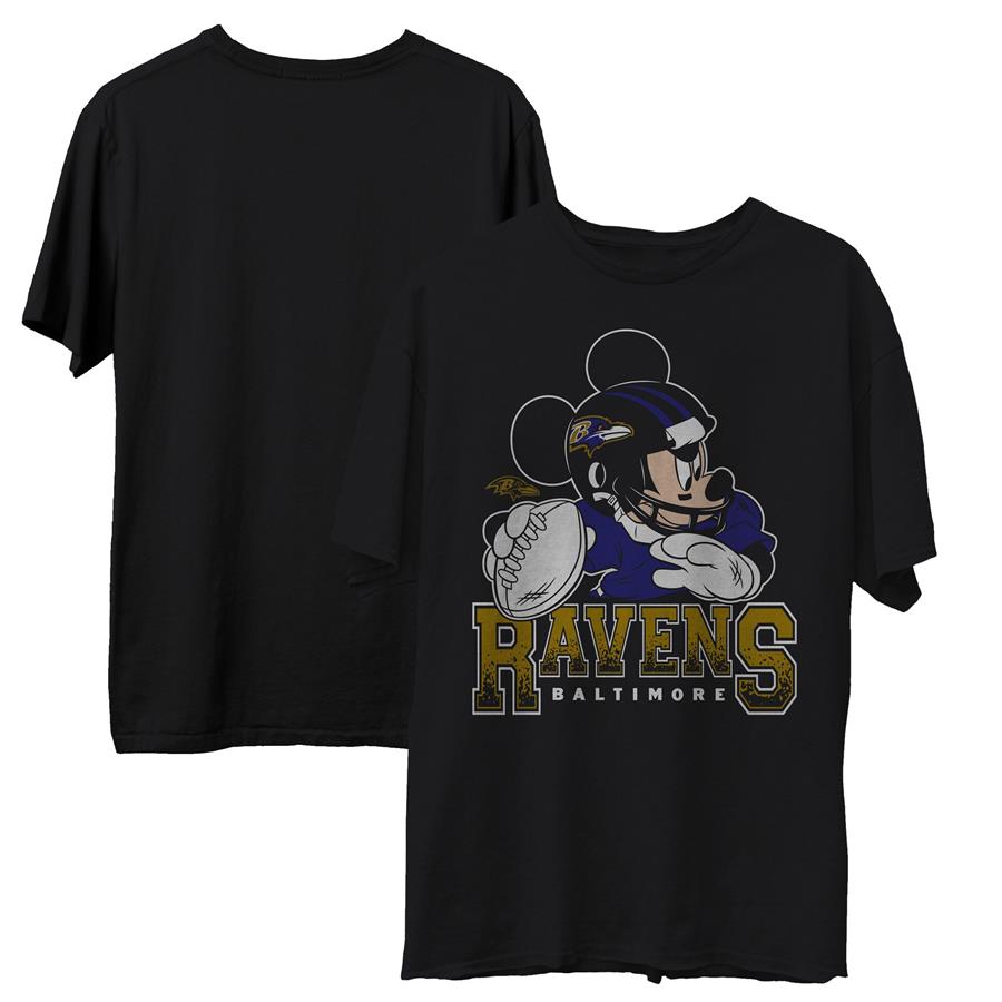 Baltimore Ravens Junk Food Disney Mickey QB T-Shirt - Black