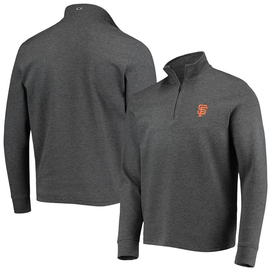 San Francisco Giants Vineyard Vines Saltwater Quarter-Zip Jacket - Charcoal
