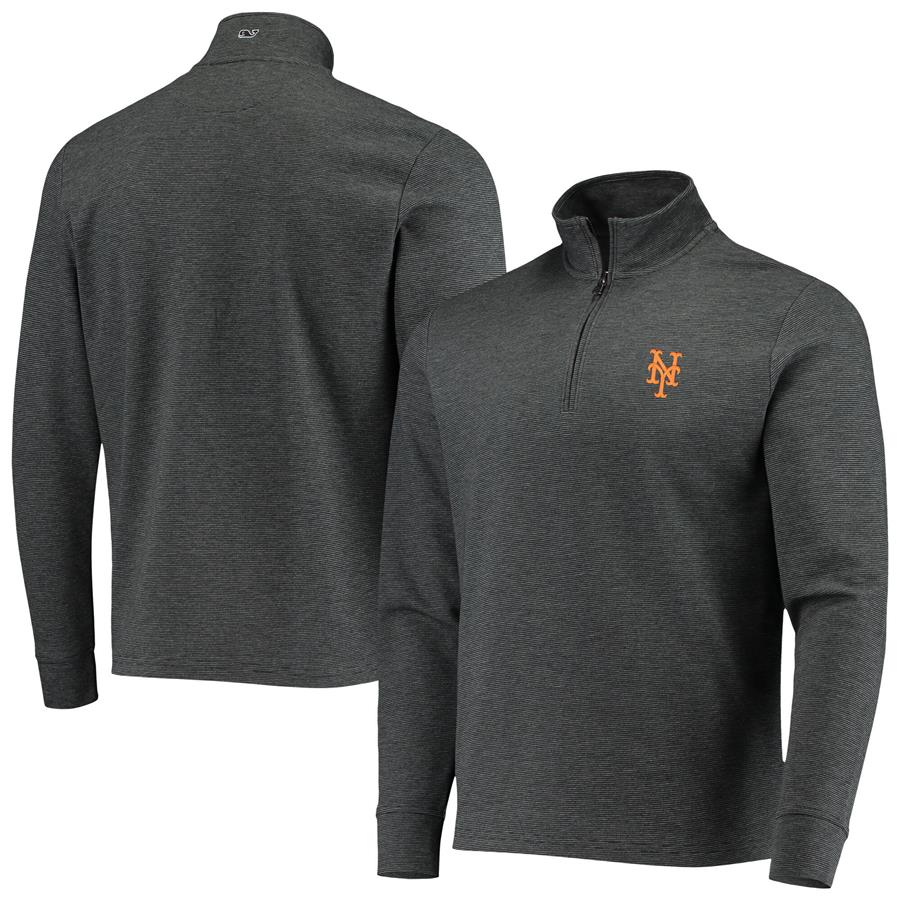New York Mets Vineyard Vines Saltwater Quarter-Zip Jacket - Charcoal
