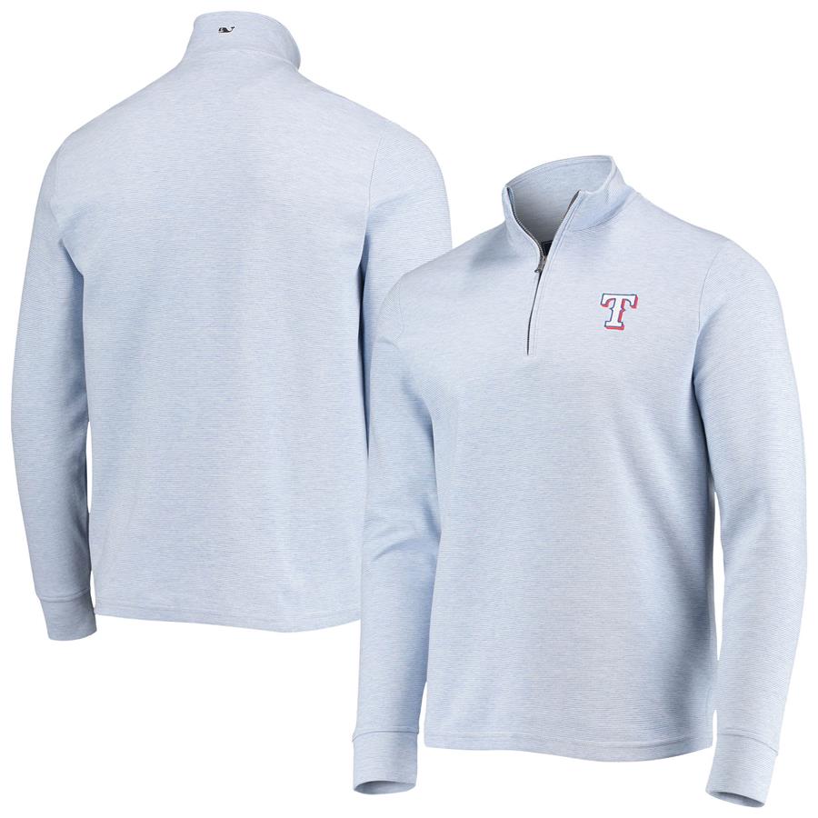 Texas Rangers Vineyard Vines Saltwater Quarter-Zip Jacket - Light Blue