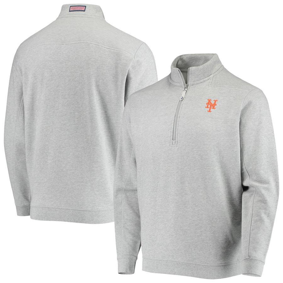New York Mets Vineyard Vines Shep Shirt Half-Zip Jacket - Heather Gray
