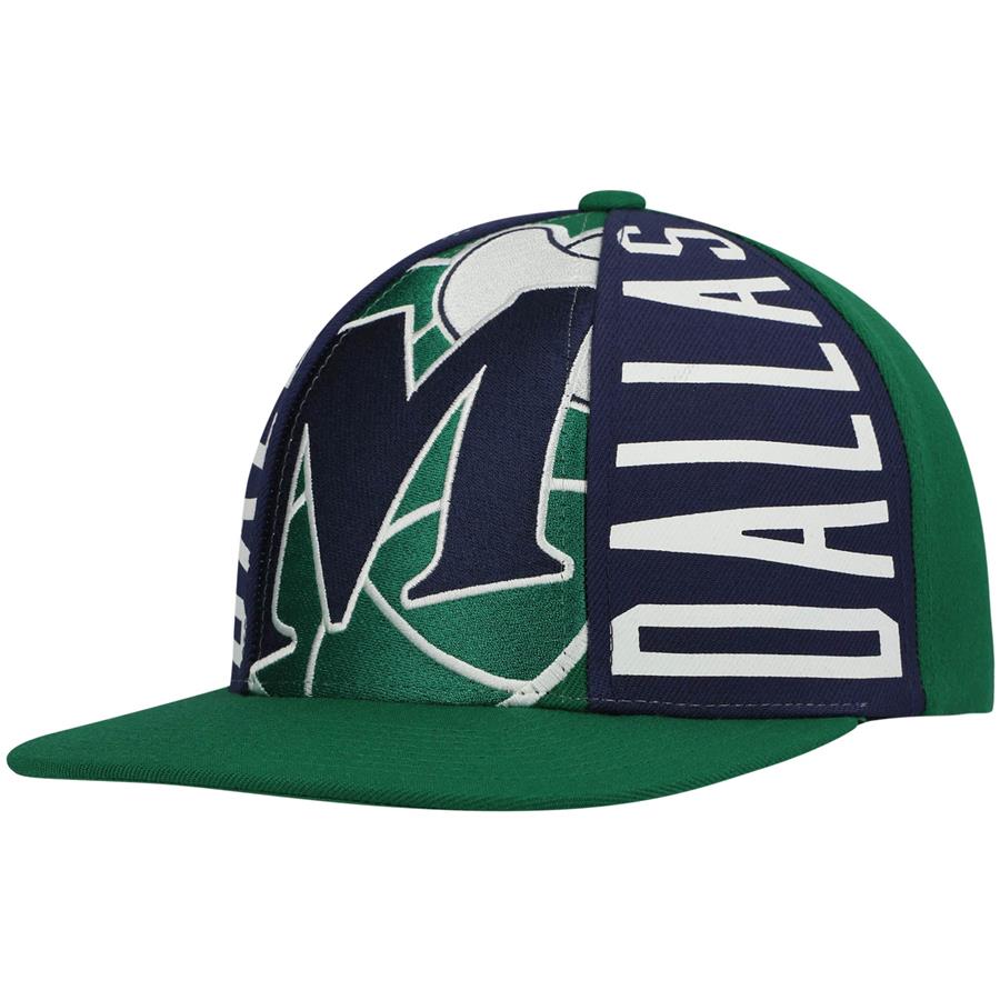 Dallas Mavericks Mitchell & Ness Hardwood Classics Big Face Callout Snapback Hat - Green