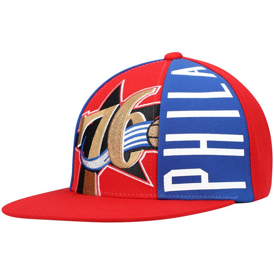 Philadelphia 76ers Mitchell & Ness Hardwood Classics Big Face Callout Snapback Hat - Red