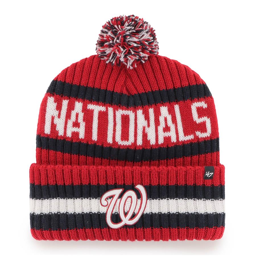 Washington Nationals '47 Bering Cuffed Knit Hat with Pom - Red