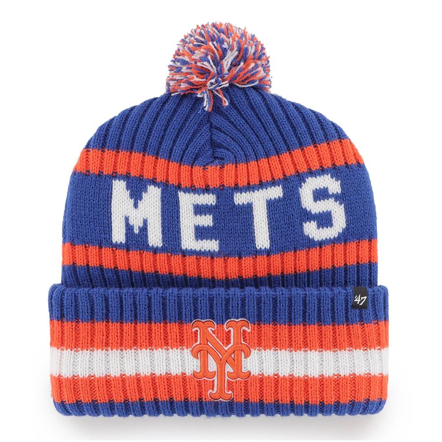 New York Mets '47 Bering Cuffed Knit Hat with Pom - Royal