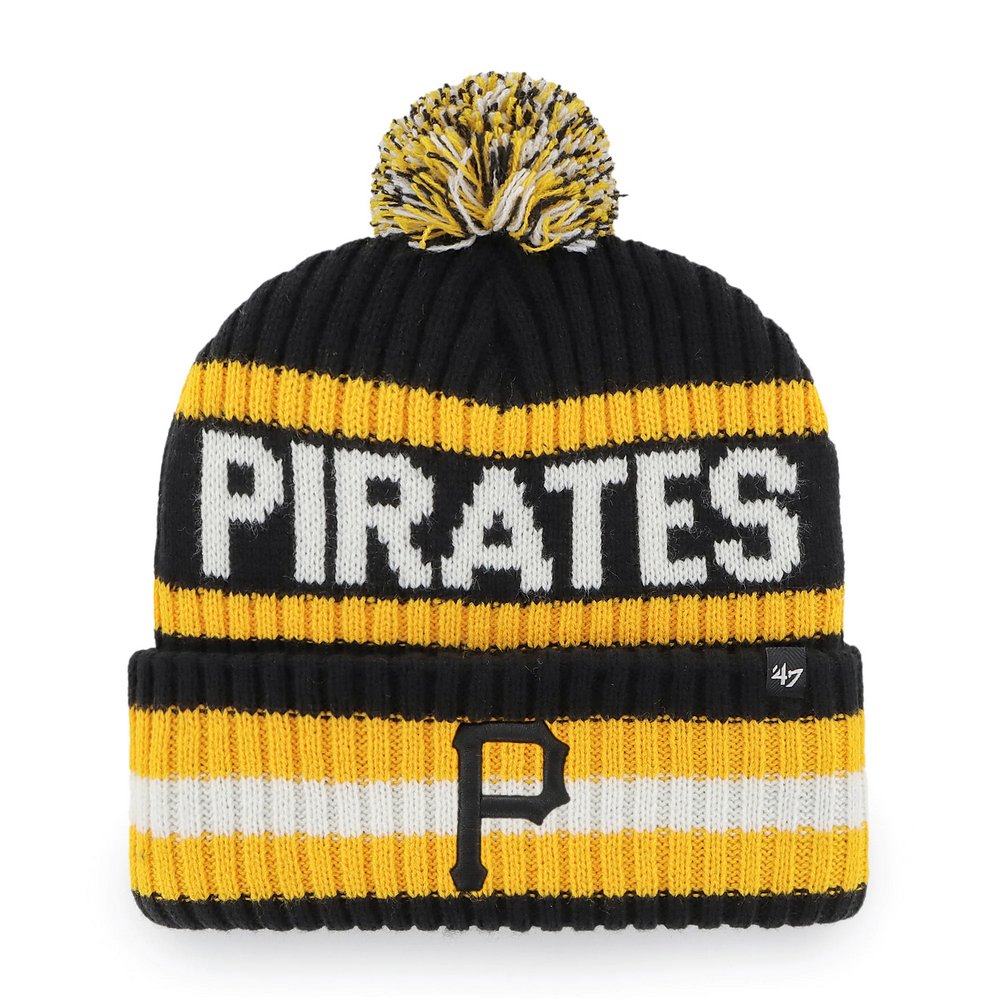 Pittsburgh Pirates '47 Bering Cuffed Knit Hat with Pom - Black