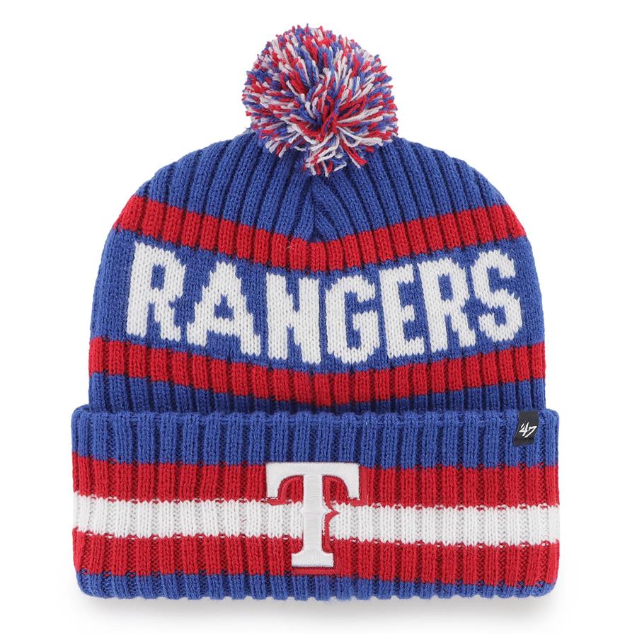 Texas Rangers '47 Bering Cuffed Knit Hat with Pom - Royal