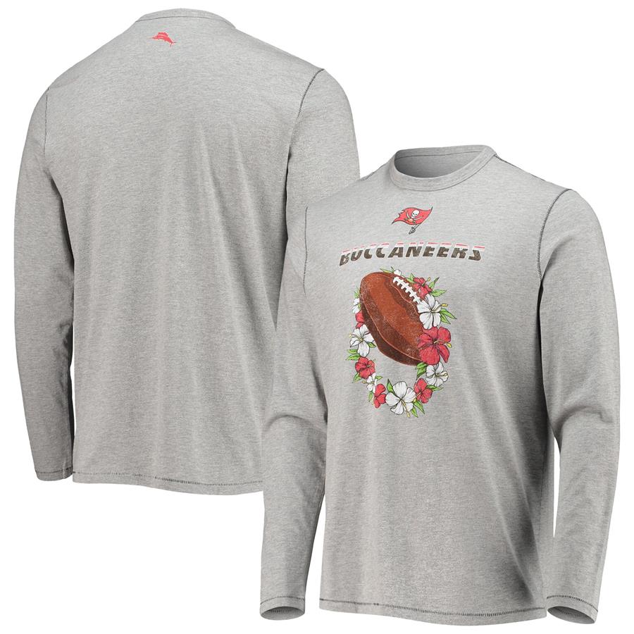 Tampa Bay Buccaneers Tommy Bahama Sport Lei Pass Long Sleeve T-Shirt - Heathered Gray