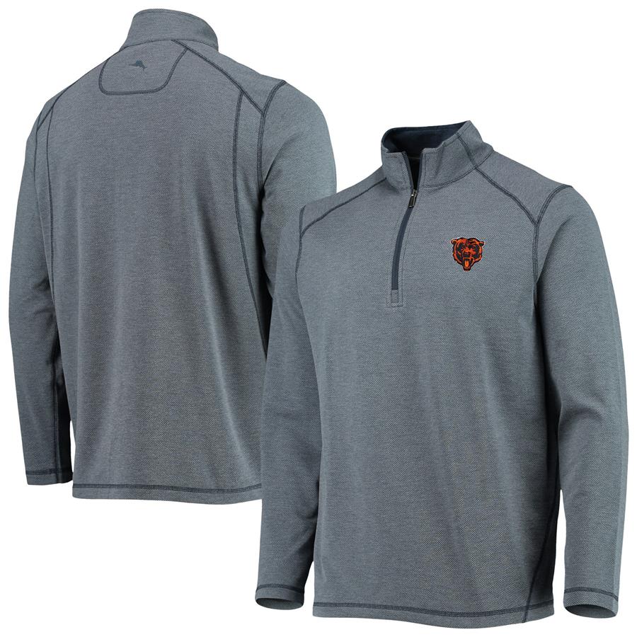 Chicago Bears Tommy Bahama Sport Off Side Half-Zip Tri-Blend Jacket - Navy