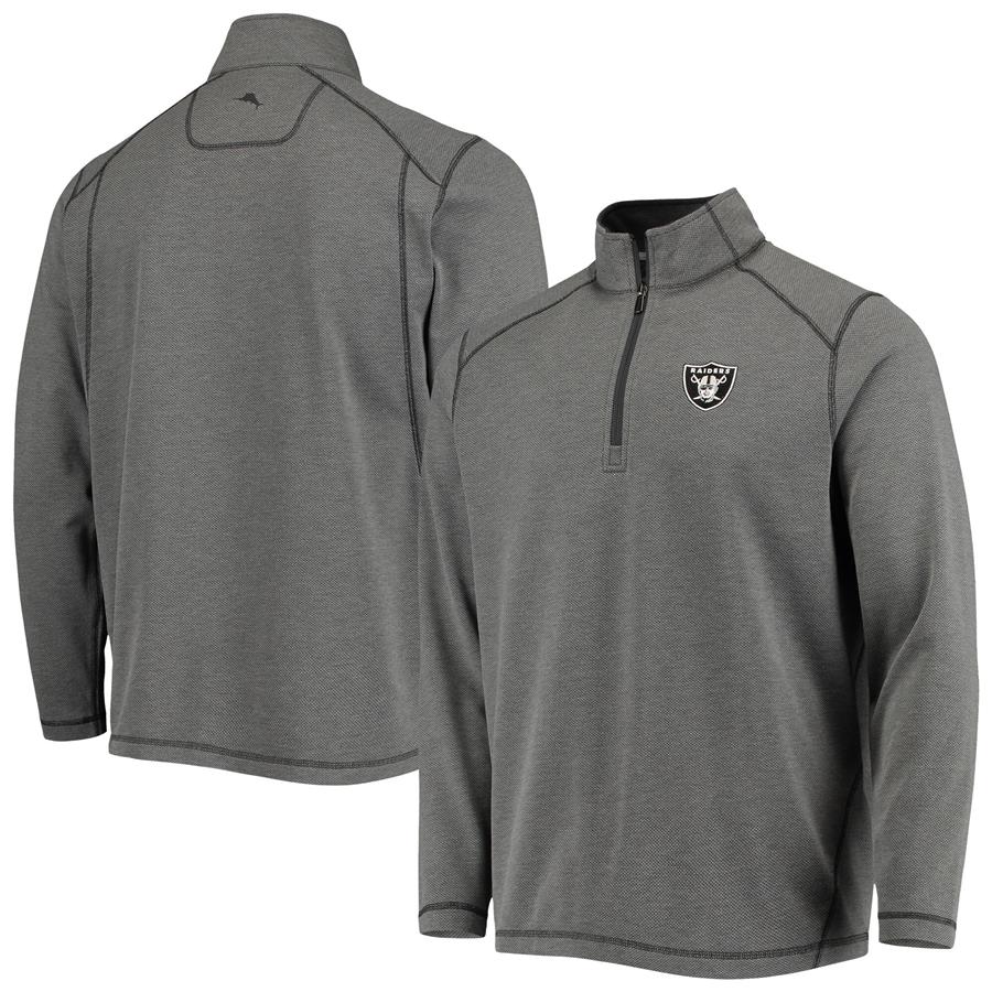 Las Vegas Raiders Tommy Bahama Sport Off Side Half-Zip Tri-Blend Jacket - Black