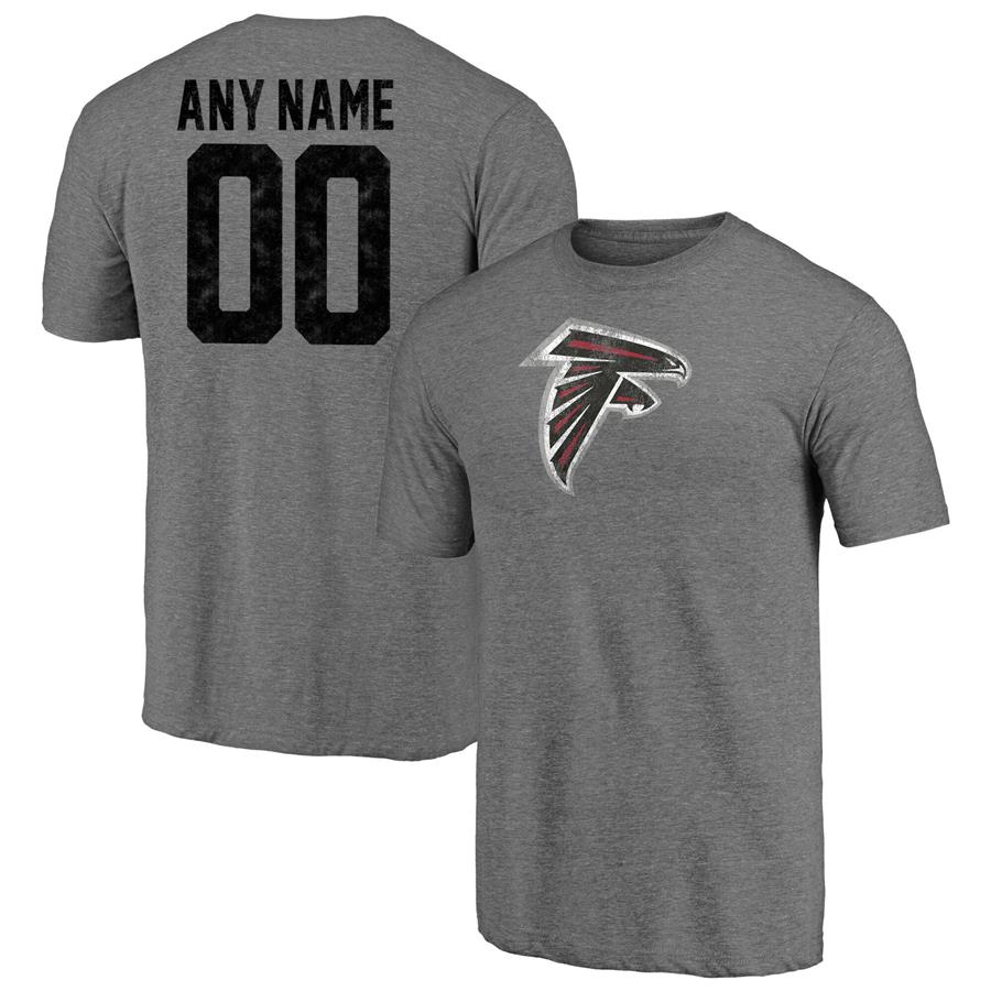 Atlanta Falcons Fanatics Branded Personalized Heritage Name & Number Tri-Blend T-Shirt - Heathered Gray