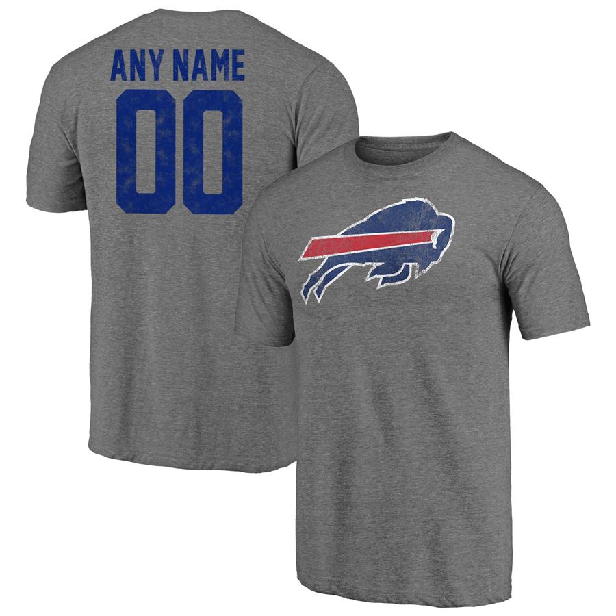 Buffalo Bills Fanatics Branded Personalized Heritage Name & Number Tri-Blend T-Shirt - Heathered Gray