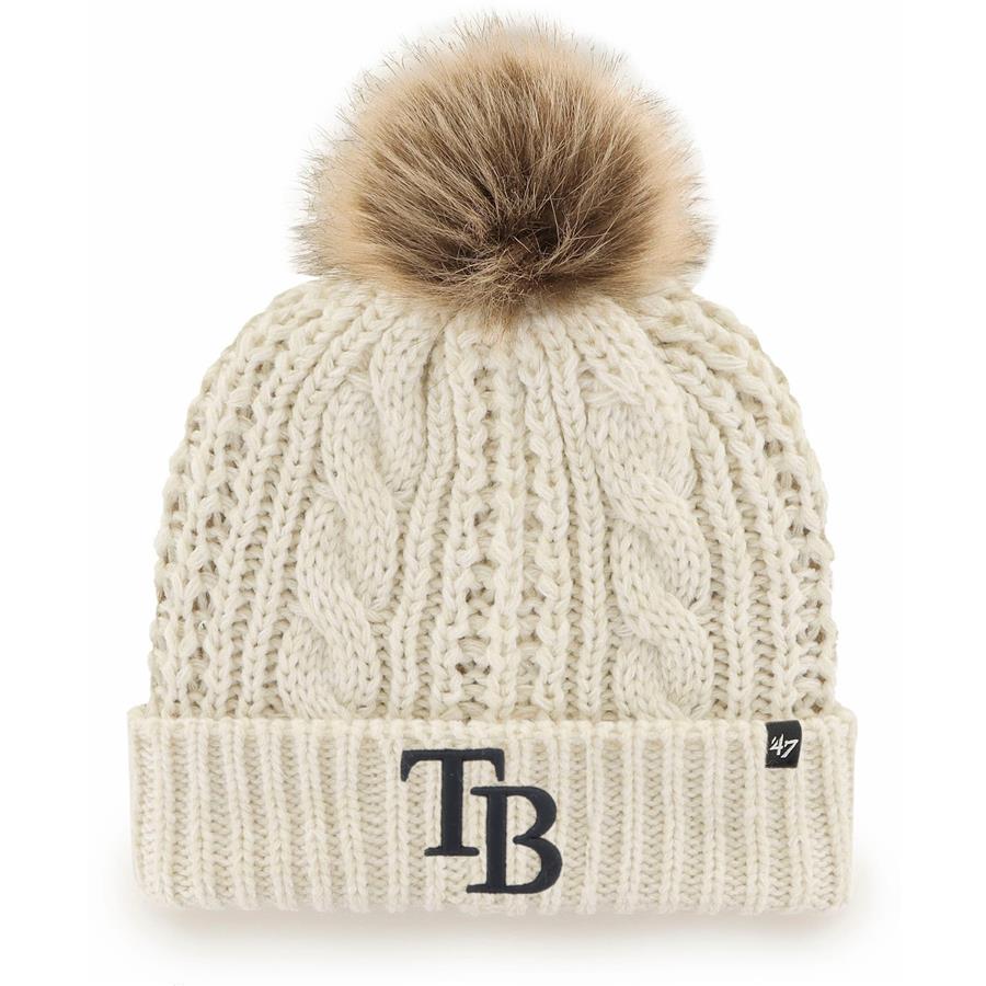 Tampa Bay Rays '47 Women's Meeko Cuffed Knit Hat with Pom - Cream