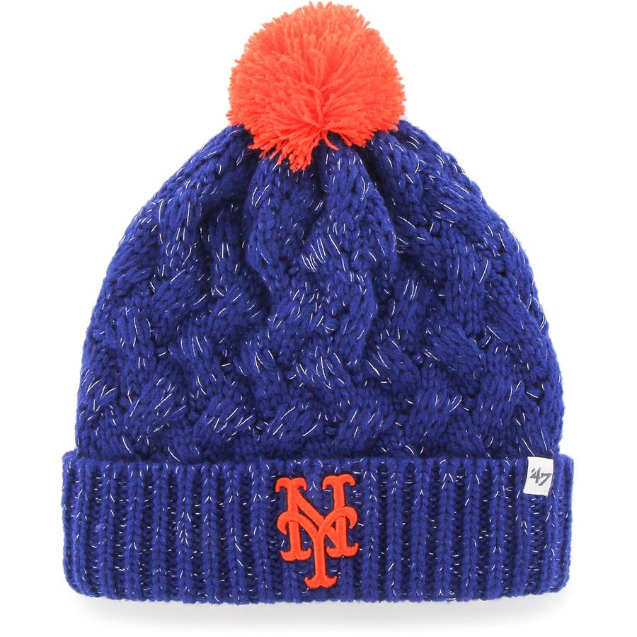 New York Mets '47 Women's Knit Cuffed Hat with Pom - Royal