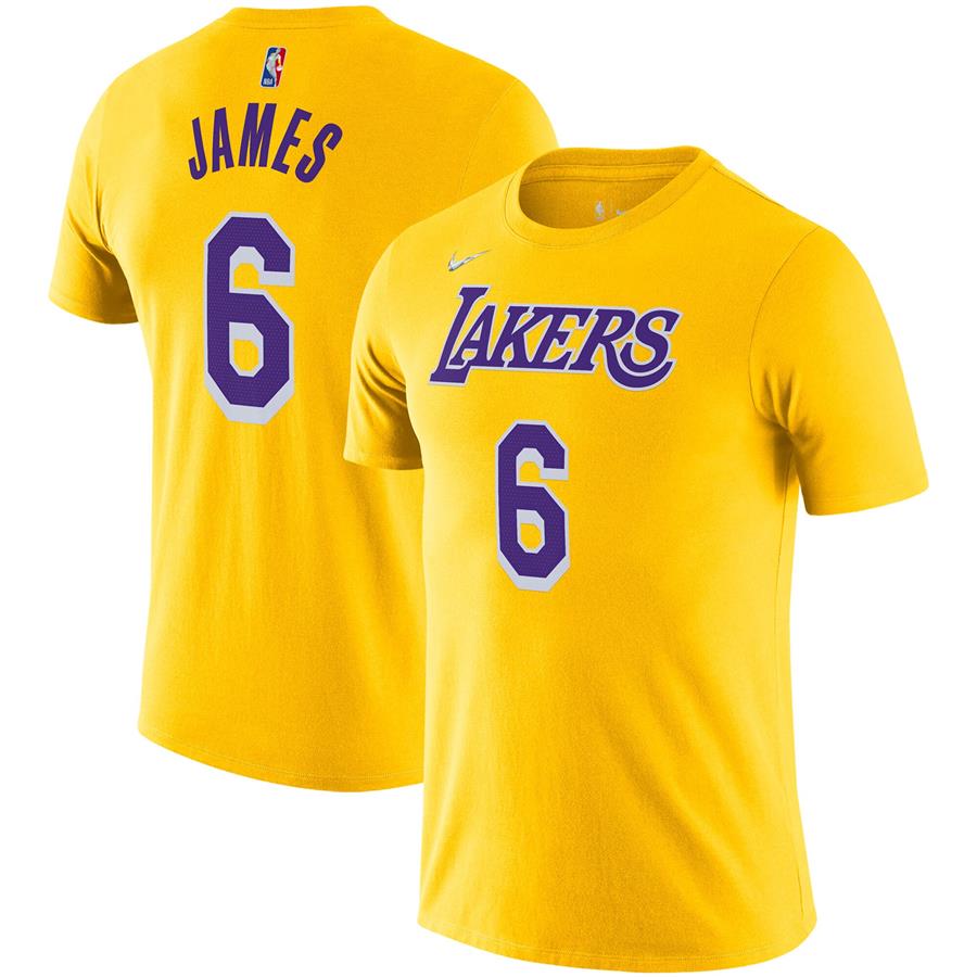 LeBron James Los Angeles Lakers Nike Diamond Icon Name & Number T-Shirt - Gold