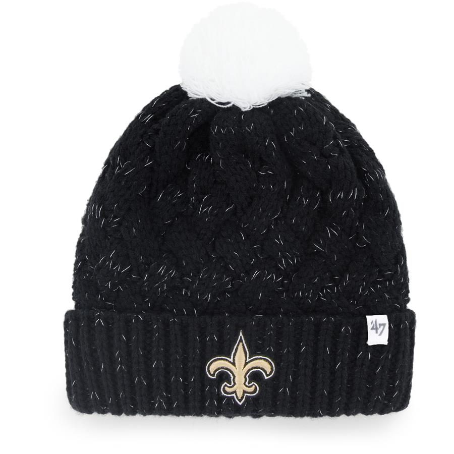 New Orleans Saints '47 Women's Fiona Logo Cuffed Knit Hat with Pom - Black