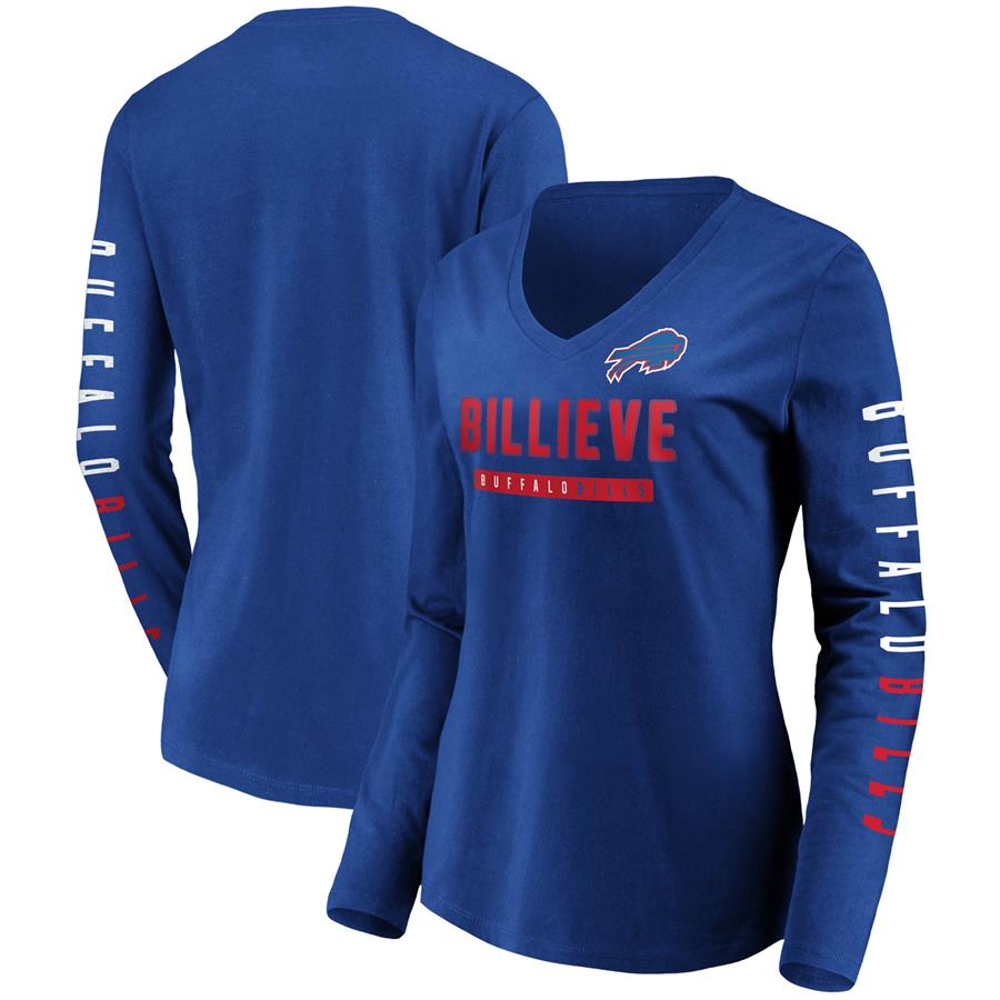 Buffalo Bills Fanatics Branded Women's Slogan V-Neck Long Sleeve T-Shirt - Royal