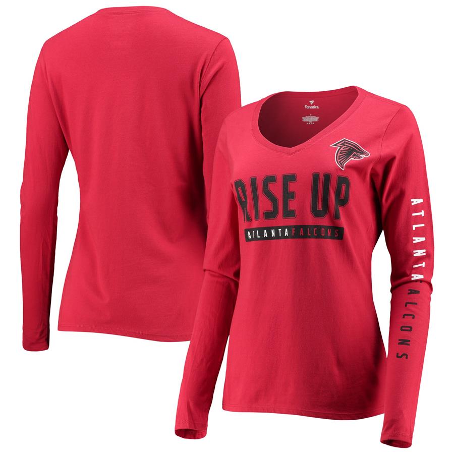Atlanta Falcons Fanatics Branded Women's Slogan V-Neck Long Sleeve T-Shirt - Red