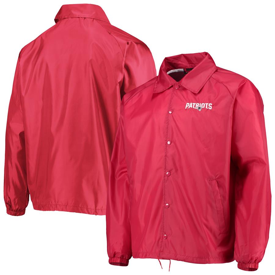 New England Patriots Dunbrooke Coaches Classic Raglan Full-Snap Windbreaker Jacket - Red