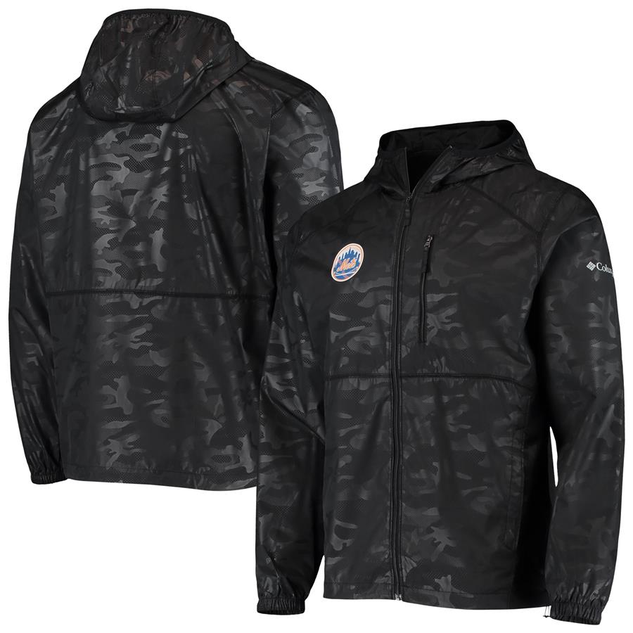 New York Mets Columbia Camo Flash Forward Full-Zip Windbreaker Jacket - Black