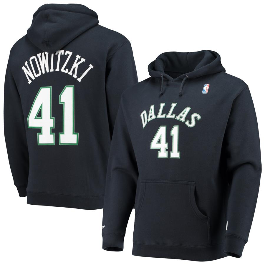 Dirk Nowitzki Dallas Mavericks Mitchell & Ness Hardwood Classics Name & Number Pullover Hoodie - Navy