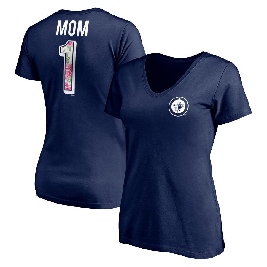 Winnipeg Jets Fanatics Branded Women's Mother's Day V-Neck T-Shirt - Navy