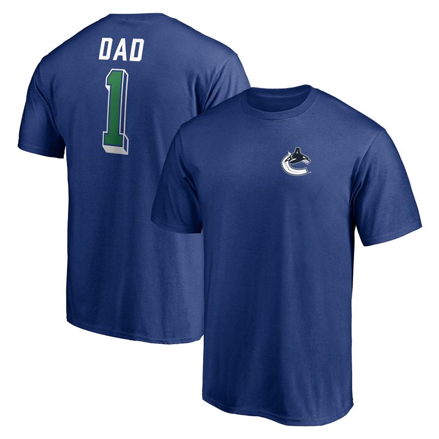 Vancouver Canucks Fanatics Branded Number One Dad Logo T-Shirt - Royal
