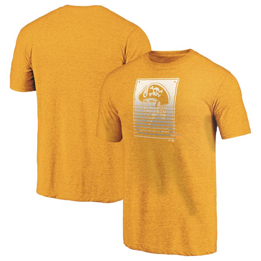 Pittsburgh Pirates Fanatics Branded Weathered Logo Tri-Blend T-Shirt - Gold