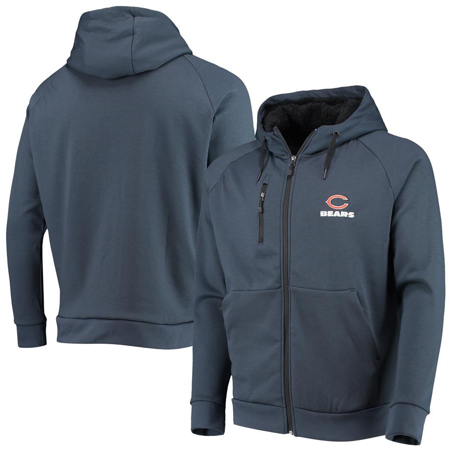 Chicago Bears Dunbrooke Shag Tri-Blend Full-Zip Raglan Hoodie - Navy