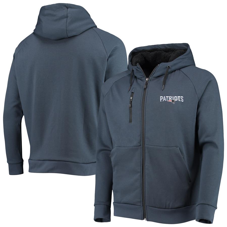New England Patriots Dunbrooke Shag Tri-Blend Full-Zip Raglan Hoodie - Navy