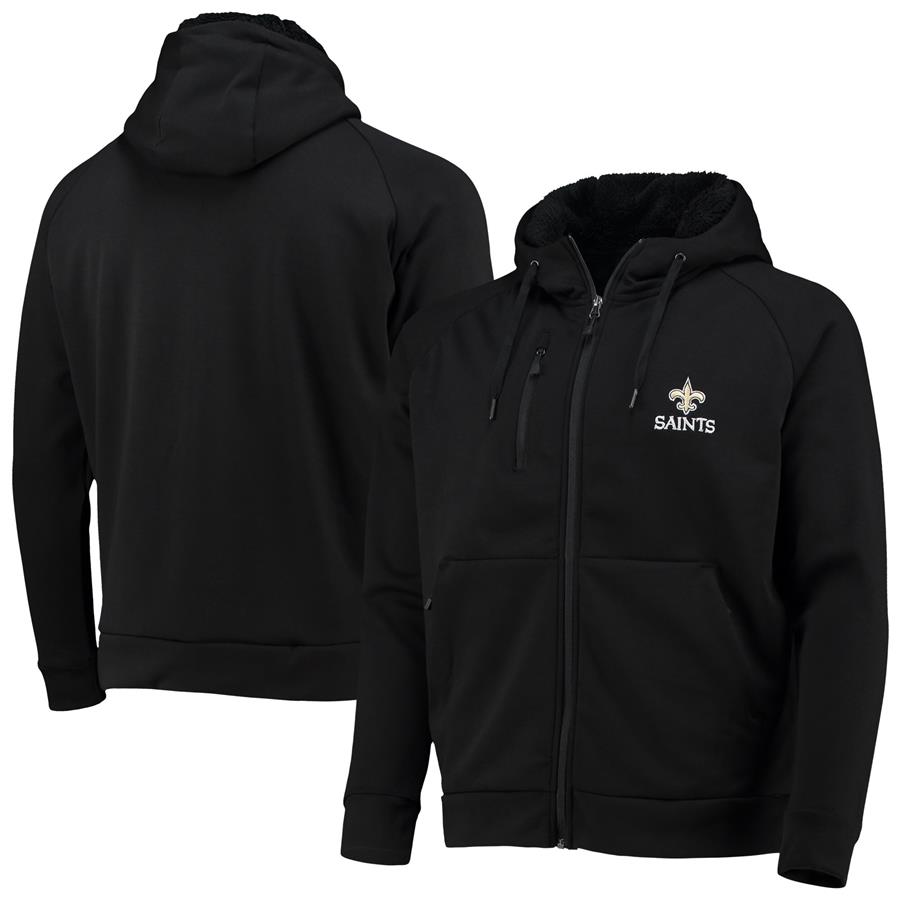 New Orleans Saints Dunbrooke Shag Tri-Blend Full-Zip Raglan Hoodie - Black