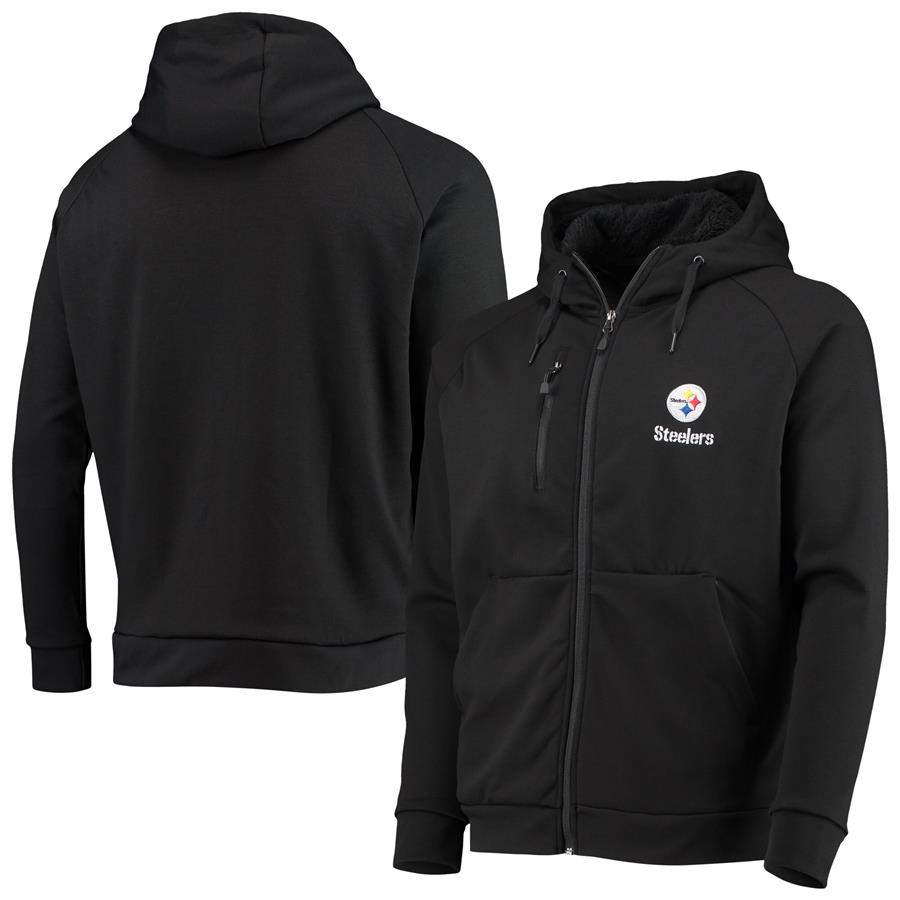 Pittsburgh Steelers Dunbrooke Shag Tri-Blend Full-Zip Raglan Hoodie - Black