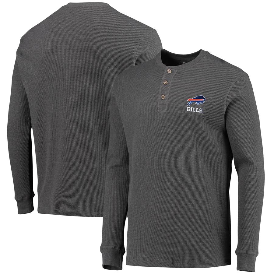 Buffalo Bills Dunbrooke Logo Maverick Thermal Henley Long Sleeve T-Shirt - Heathered Gray