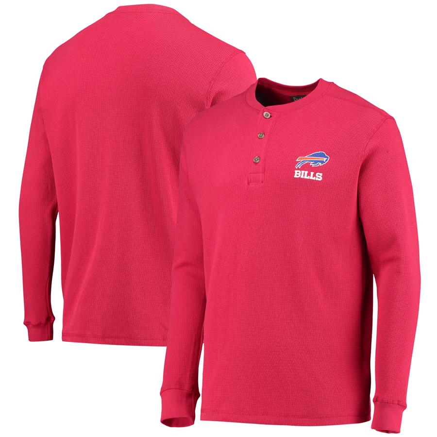 Buffalo Bills Dunbrooke Logo Maverick Thermal Henley Long Sleeve T-Shirt - Red