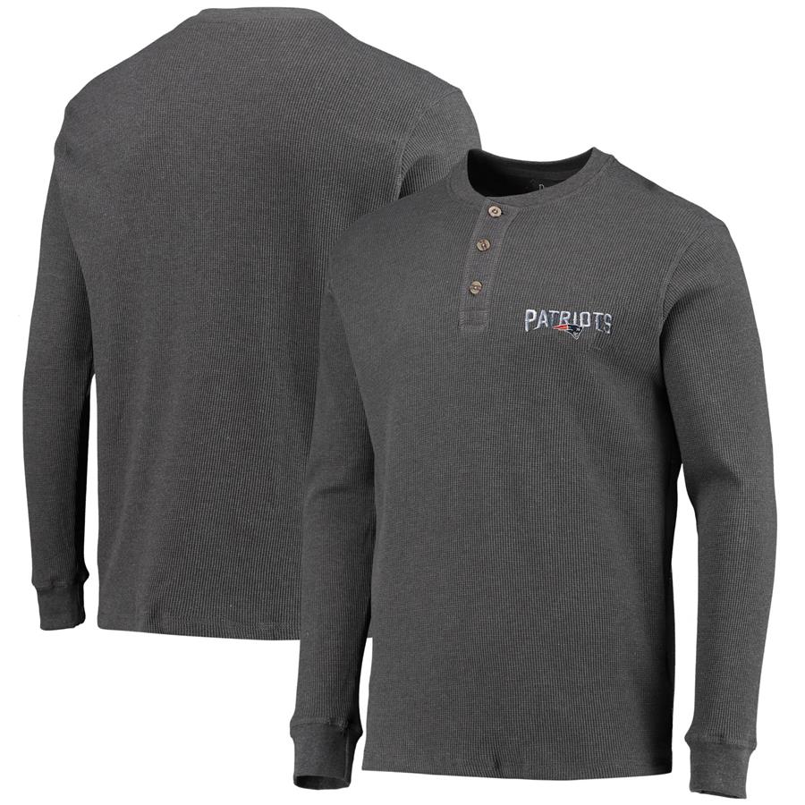 New England Patriots Dunbrooke Logo Maverick Thermal Henley Long Sleeve T-Shirt - Heathered Gray